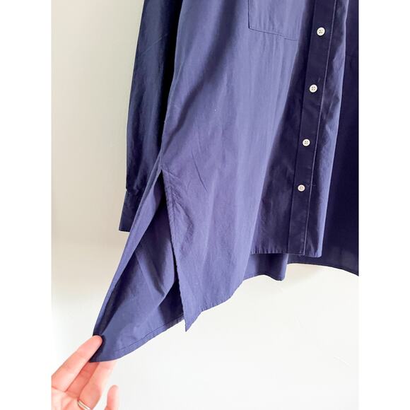 Madewell | NWT | Oversized Straight Hem Shirt in Signature Poplin | Navy | Sz XL - Picture 4 of 11